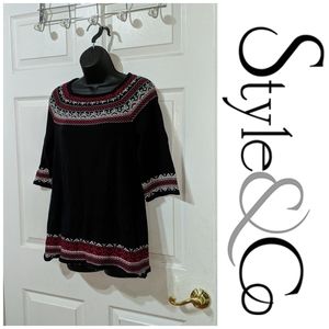Style&Co Black Flared Ruffle Sleeves Sweater